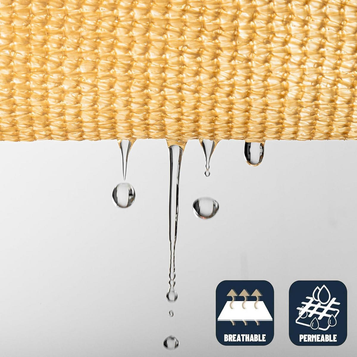 SONNENSEGEL 300 x 300 cm HDPE Sand - Sandfarben, Textil (20/30cm)