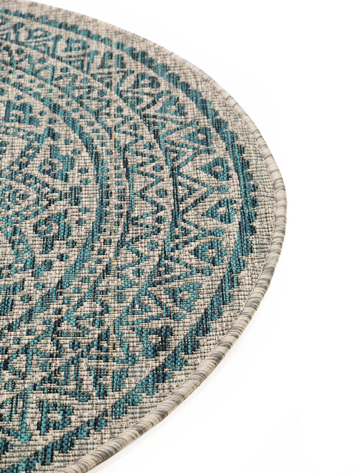 OUTDOORTEPPICH rund Cleo Beige/Blau ø 150 cm rund - Beige, Textil (150/150cm) - benuta Nest