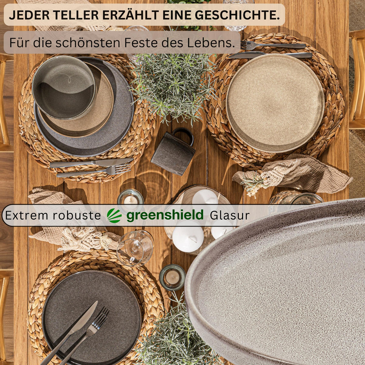 SPEISETELLER SET KAIRO - 4 teilig aus Steingut - Multicolor, Keramik (34.6cm) - Sänger