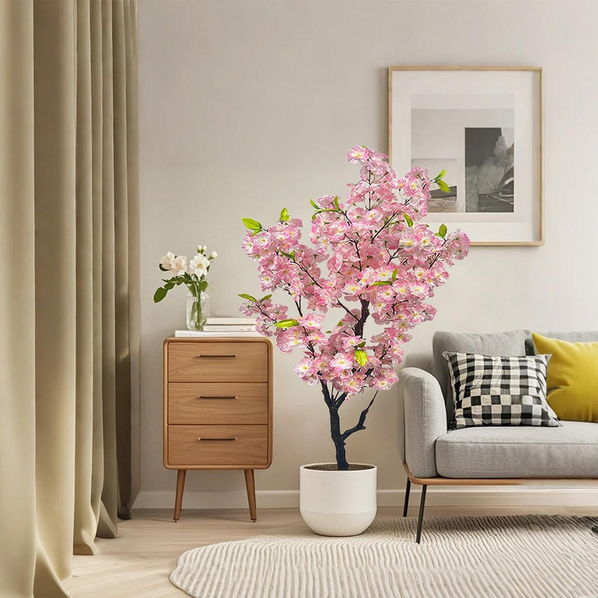 KUNSTPFLANZE Kirschblütenbaum, 120 cm hoch - Pink, Kunststoff (120cm) - Kaket