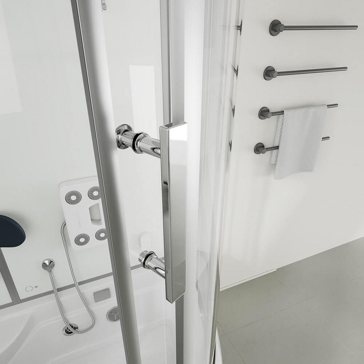 DAMPFDUSCHE ALLIN 4IN1 - Weiß, Rechts - Weiß, Glas (90cm) - Home Deluxe