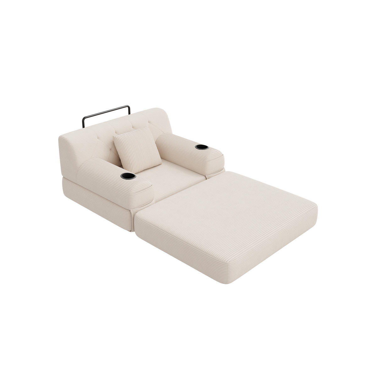 SCHLAFSESSEL Cord komprimiert, DE-42543, Beige - Beige, Metall (107/81/80cm) - ComfortXL