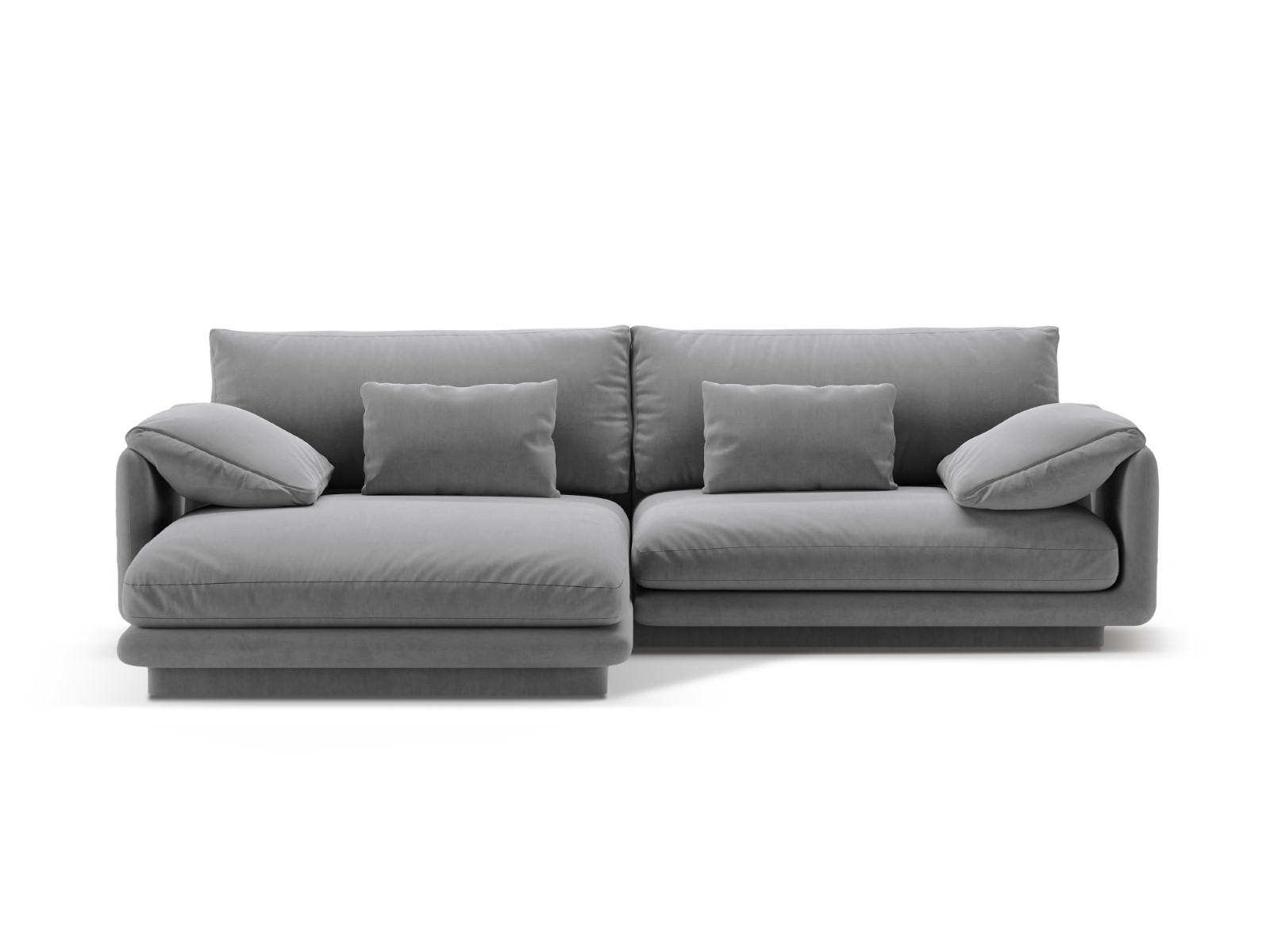 ECKSOFA links Torino aus Samt hellgrau 4 Sitzplätze - Hellgrau, Textil (170/250cm) - Micadoni