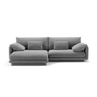 ECKSOFA links Torino aus Samt hellgrau 4 Sitzplätze - Hellgrau, Textil (170/250cm) - Micadoni