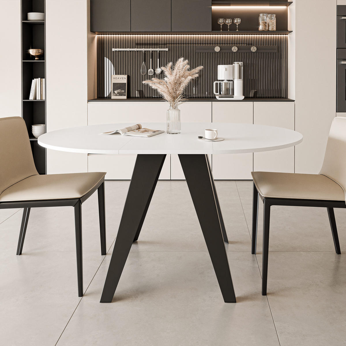 ESSTISCH ausziehbar auf MDF, Weiß - Schwarz/Weiß, Holzwerkstoff (100/100/76cm) - Idohome