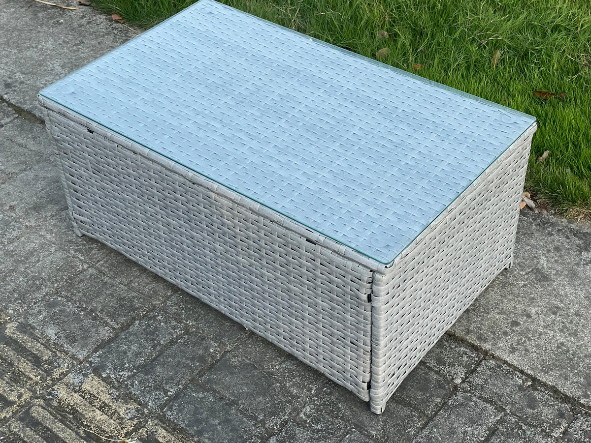 GARTENMÖBEL SET Polyrattan Helles Grau 7-Sitzer - Hellgrau, Metall - Fimous