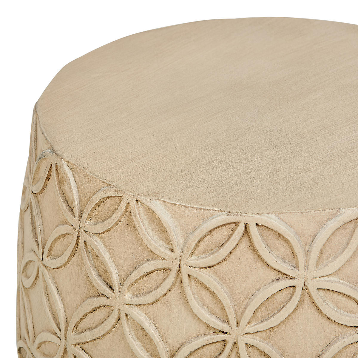 GARTEN Beisttelltisch Beton hellbeige rund 33 cm Zogno - Goldfarben/Schwarz, Stein (33/33/47cm) - Beliani