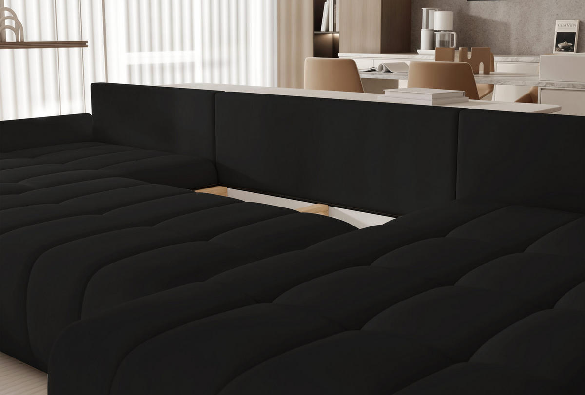 WOHNLANDSCHAFT DIEGO mit Schlaffunktion und Bettkasten Anthrazit - Anthrazit, Holzwerkstoff/Kunststoff (382/91/190cm) - Idohome