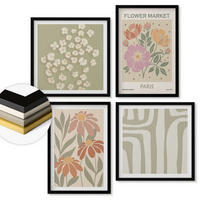 WANDBILDER 4er-Set - 50x50 cm & 40x60 cm Schwarzer Rahmen - Botanische Motive, Pariser Minimalismus - Schwarz, Kunststoff (50/50cm) - ArtPrintCave
