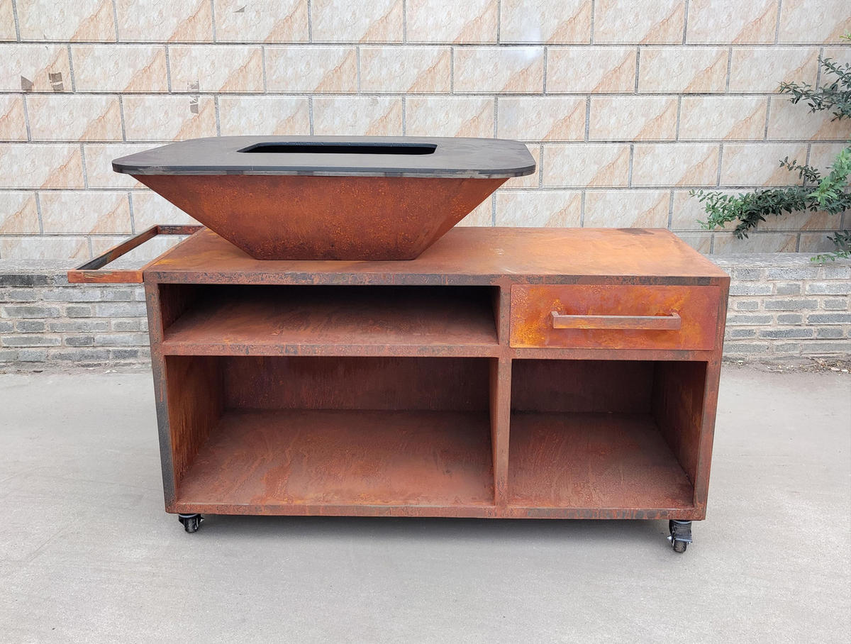 HOLZKOHLEGRILL Feuerschale Braun inkl. Schutzhülle - Braun, Metall (160/100/80cm) - Purline