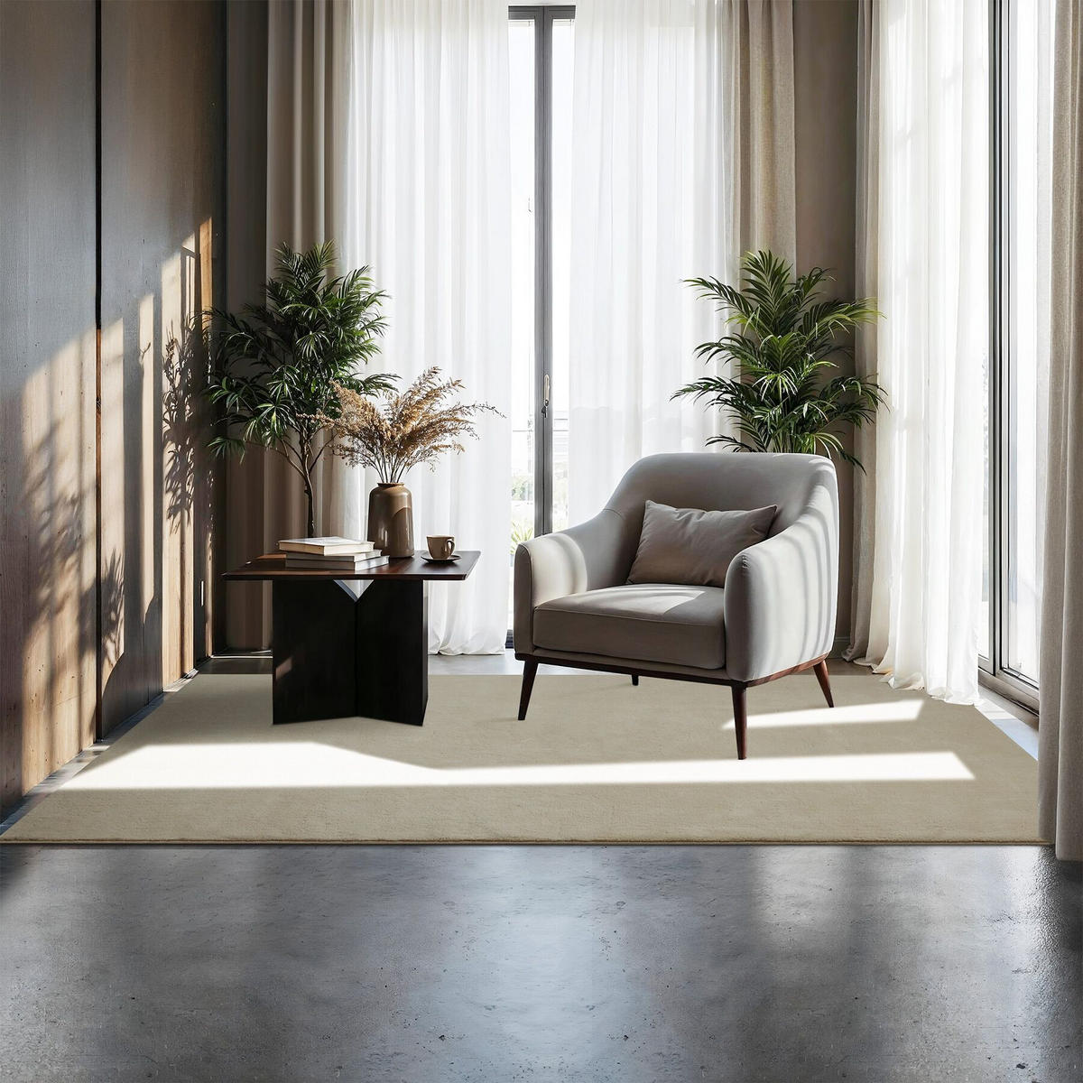 KURZFLORTEPPICH Soft Zone,rutschfeste Unterseite,beige - Beige, Kunststoff (170/120cm) - tectake