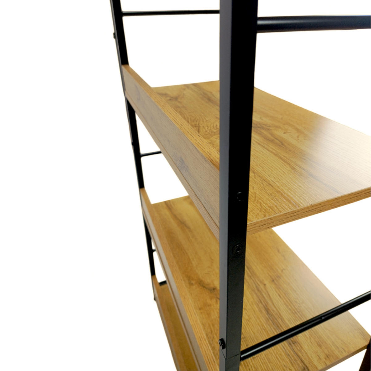 STANDREGAL Holzoptik Metall Eichebraun Schwarz 6 Ebenen 178×60×30 cm - Eichefarben/Schwarz, Holzwerkstoff/Metall (60/178/30cm) - Begryf