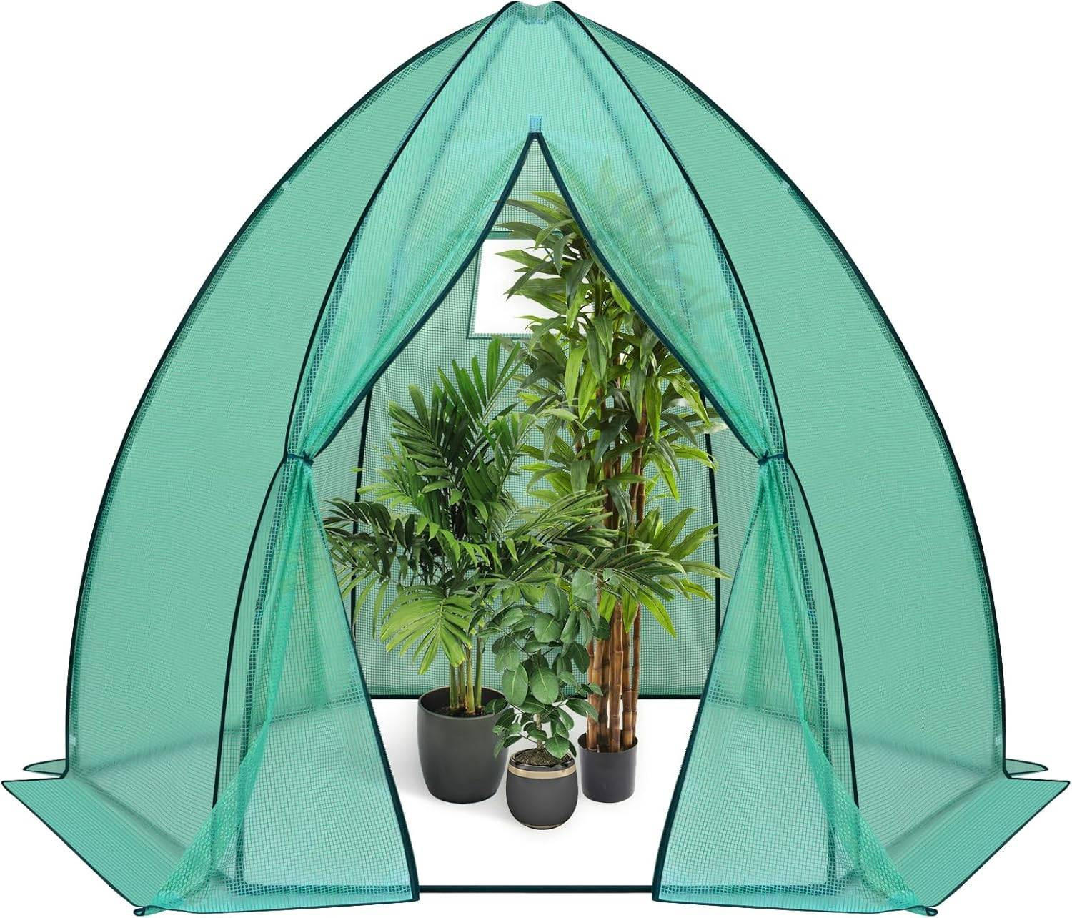 FOLIENGEWÄCHSHAUS, PE-halbdurchsichtiges Tomatengewächshaus - Grün, Textil/Metall (240/200/200cm) - Woltu