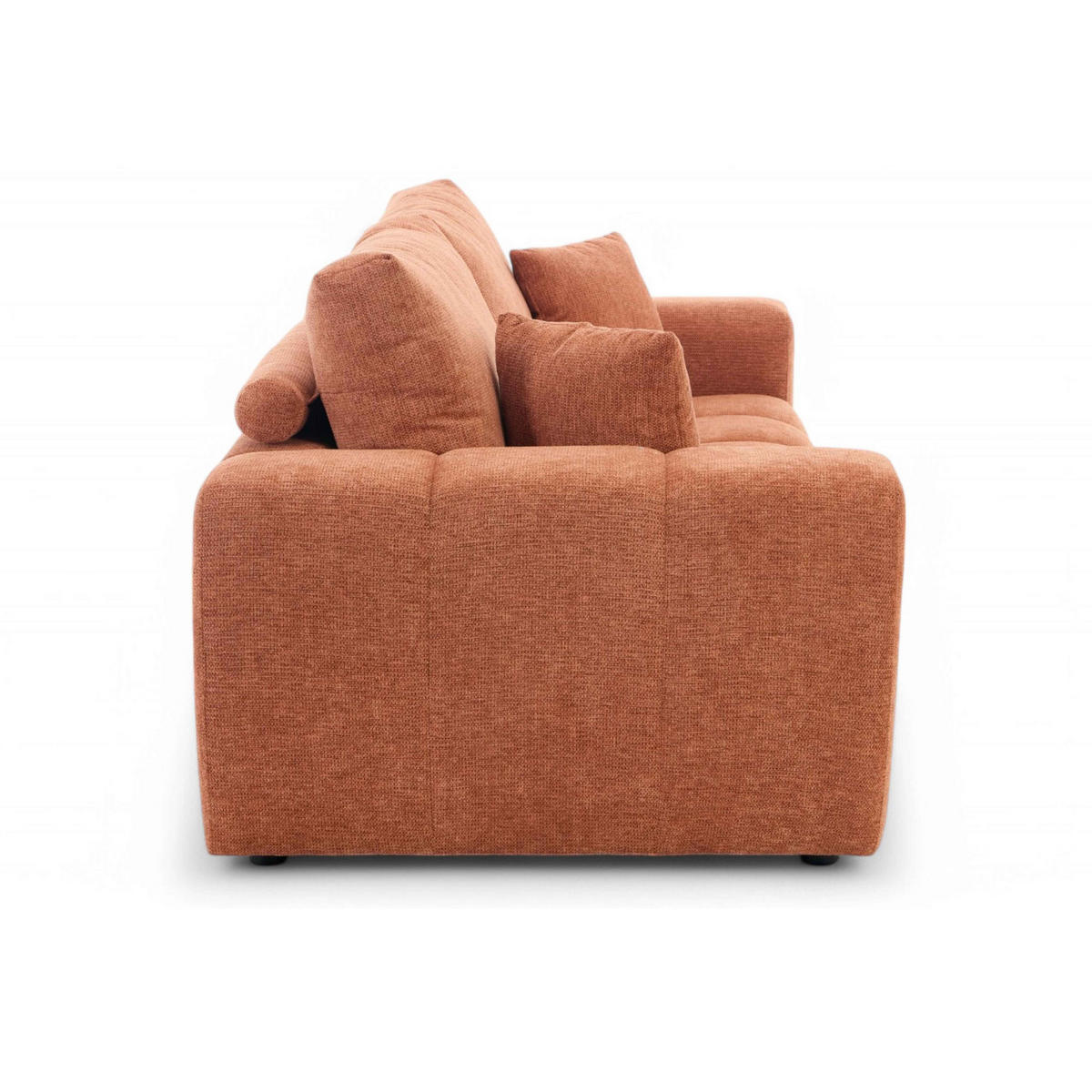 SOFA 3-Sitzer, Terrakotta - Rot, Textil (100/90/238cm) - Oviala