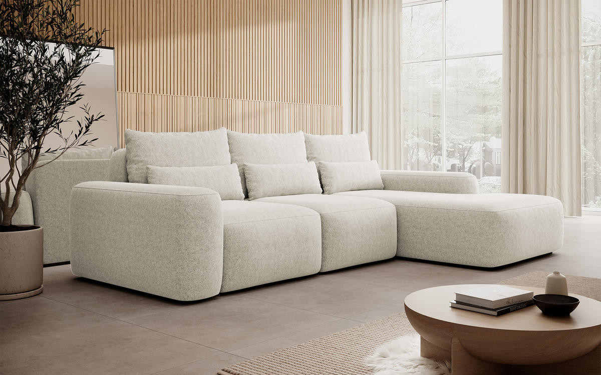 ECKSOFA Carnos Chenille-Bezug in Creme - Creme, Textil (264/162cm) - Selsey