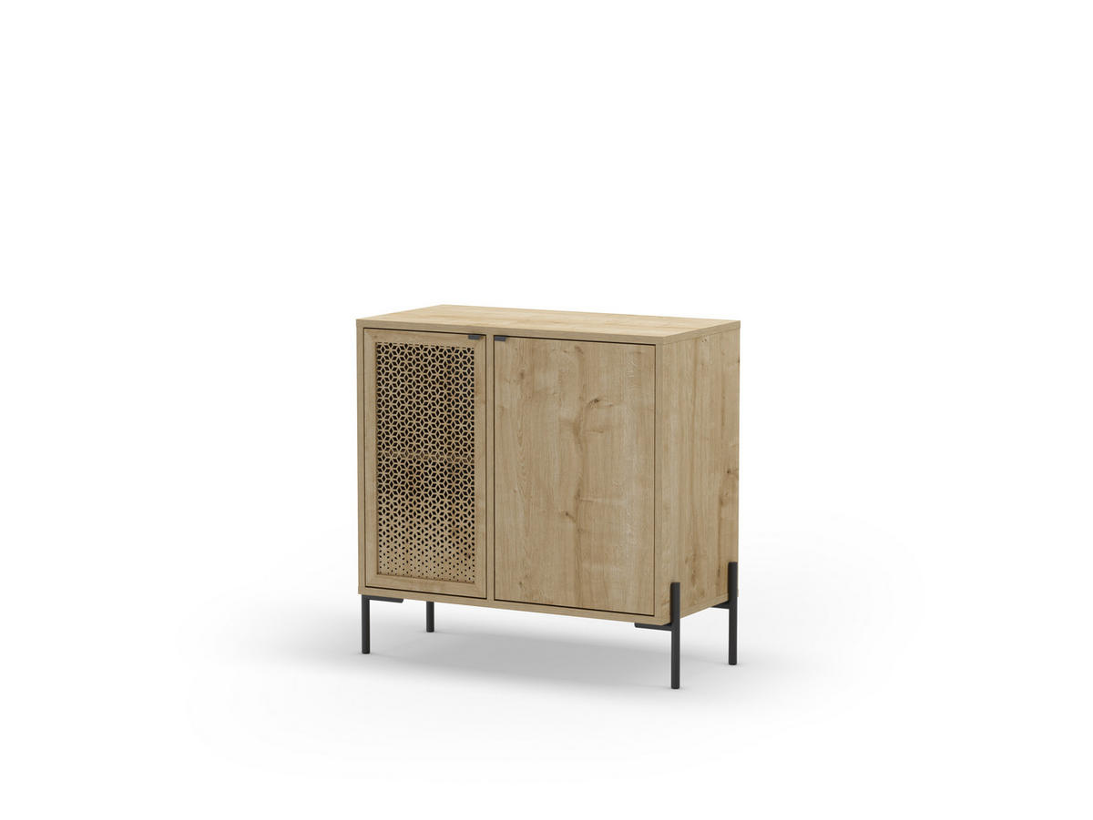 KOMMODE 2 Türen und Metallfüße Inca - L80 cm - Braun, Holz (40/80.3/83.6cm) - Calicosy
