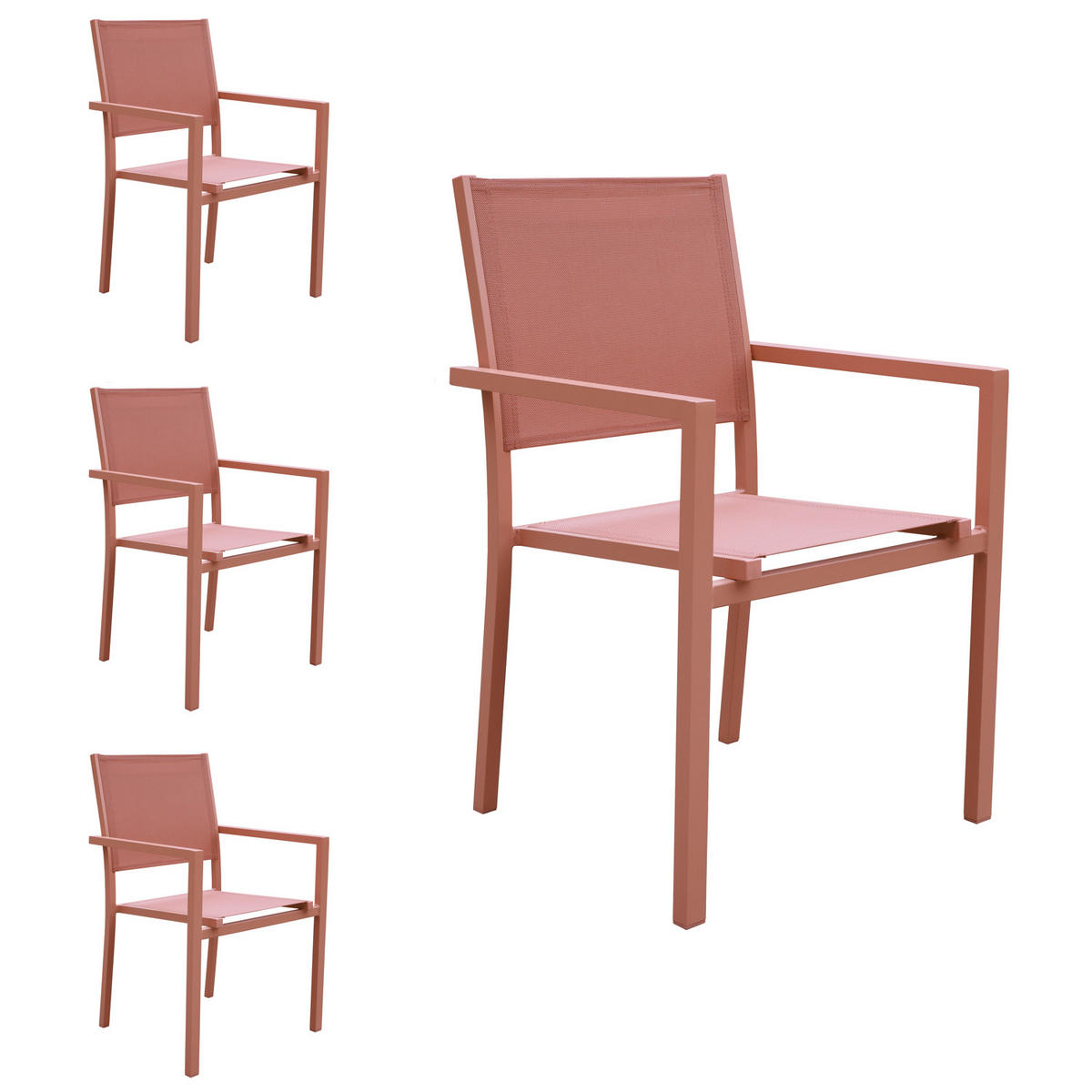 GARTENSTÜHLE Terracotta 4er-Set - Orange, Kunststoff (57/89.5/56.5cm) - Happy Garden
