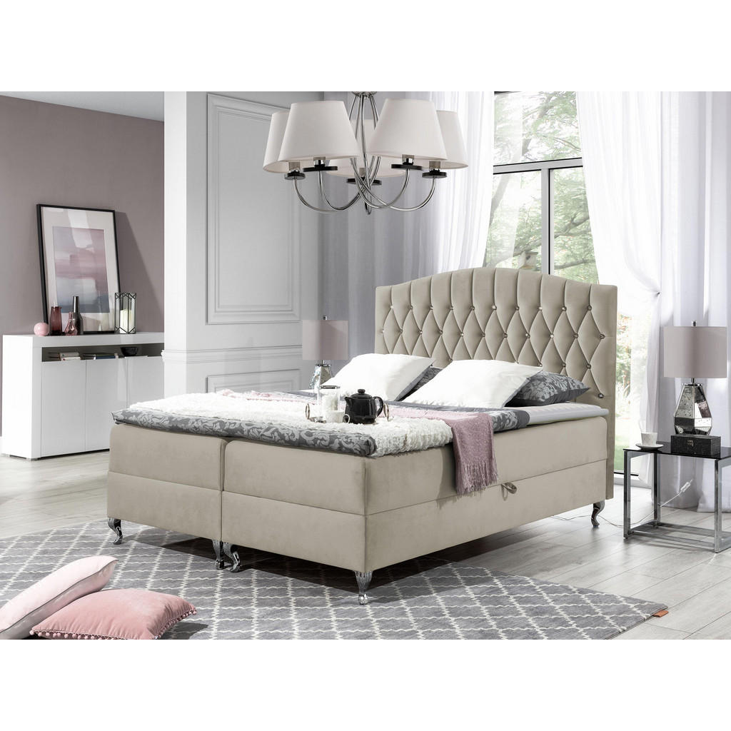 Thumbnail - Mirjan24 Boxbett, Creme, Holz, H3, 120x200 cm, Schlafzimmer, Betten, Boxspringbetten
