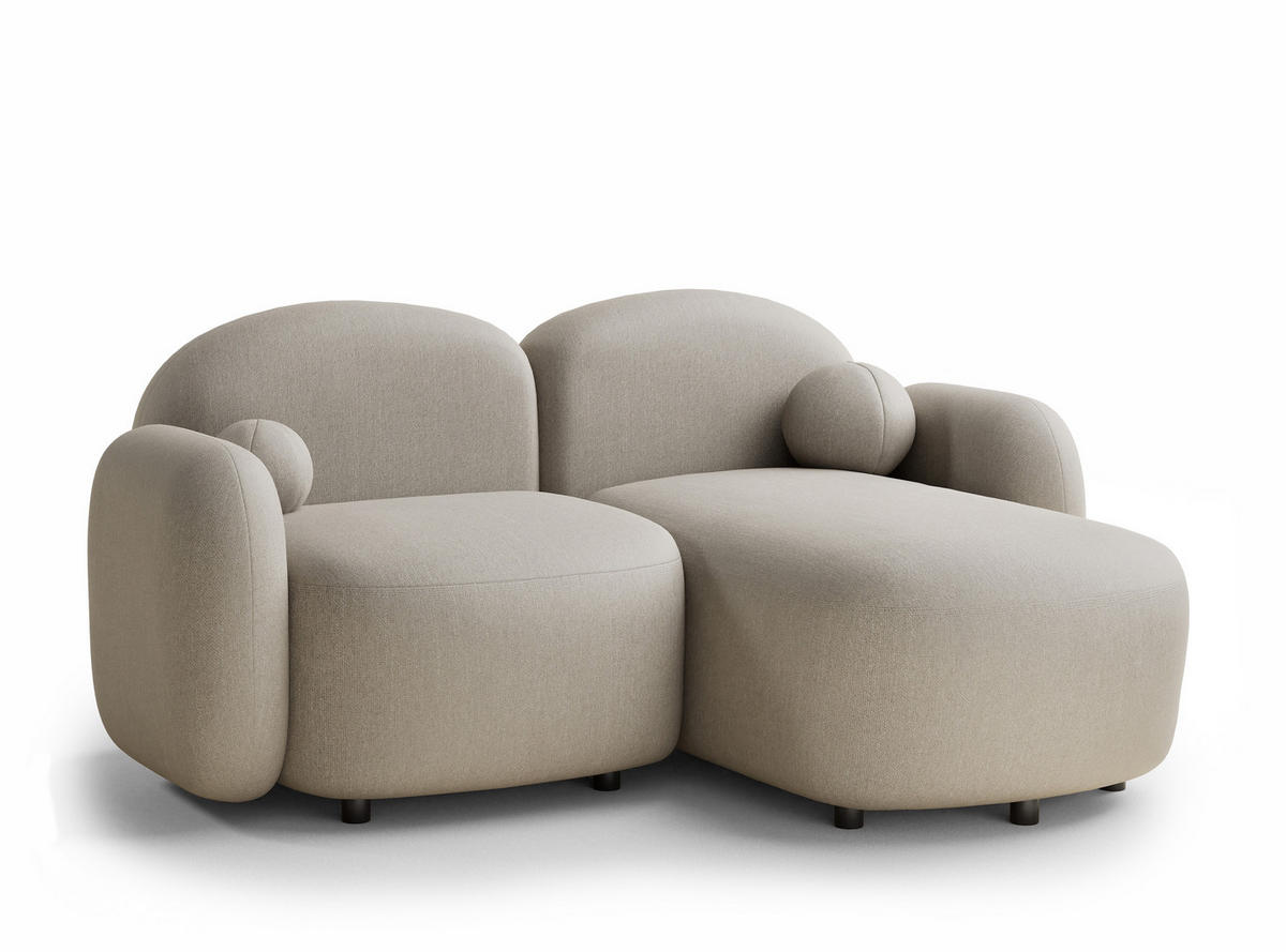ECKSOFA Bahama Beige Webstoff - Beige/Schwarz, Holz/Holzwerkstoff (190/146cm) - Maison de Reve