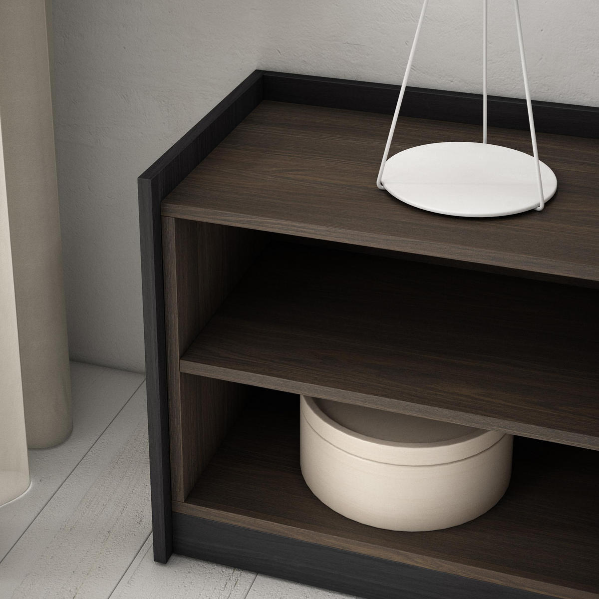 TV-SCHRANK, Lowboard, Dunkler Eiche und Schwarz, 310/37/50cm - Dunkelbraun, Holzwerkstoff (310/50/37cm) - Skraut Home