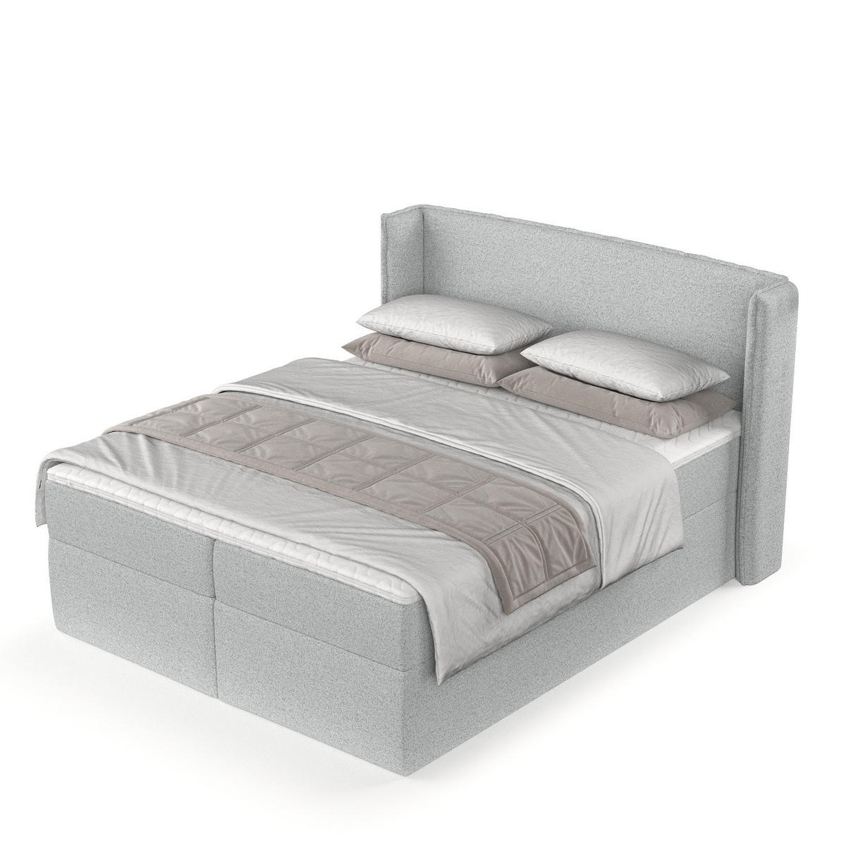 BOXBETT Viva 180/200 cm Hellgrau im Riva Stoff - Hellgrau/Schwarz, Holz/Holzwerkstoff (180/200cm) - AltaBeds