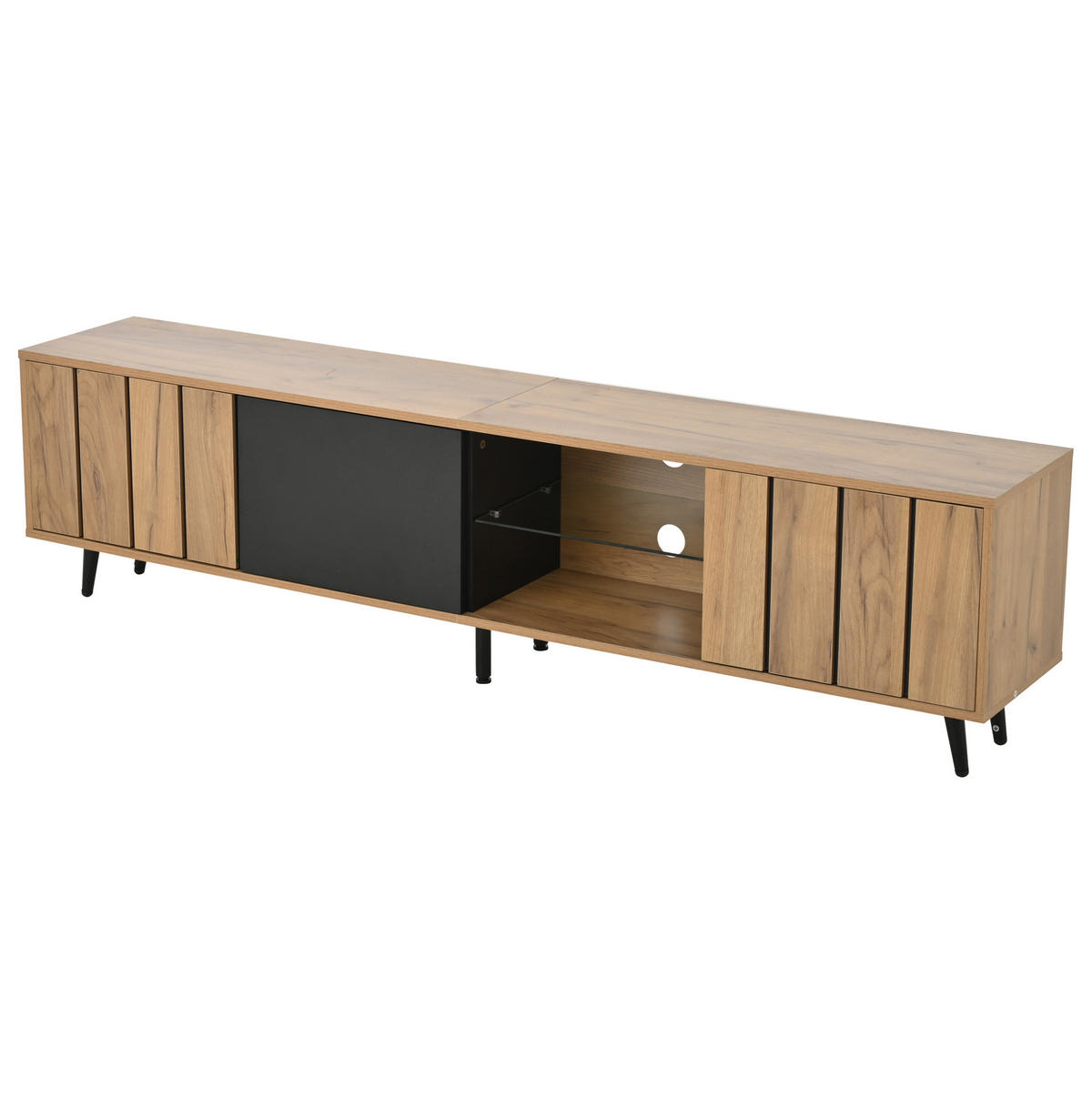 TV-LOWBOARD mit 3 Türen 175 x 31,5 x 45 cm Holzoptik Schwarz - Braun, Holzwerkstoff (31.5/45/175cm) - Beauniv