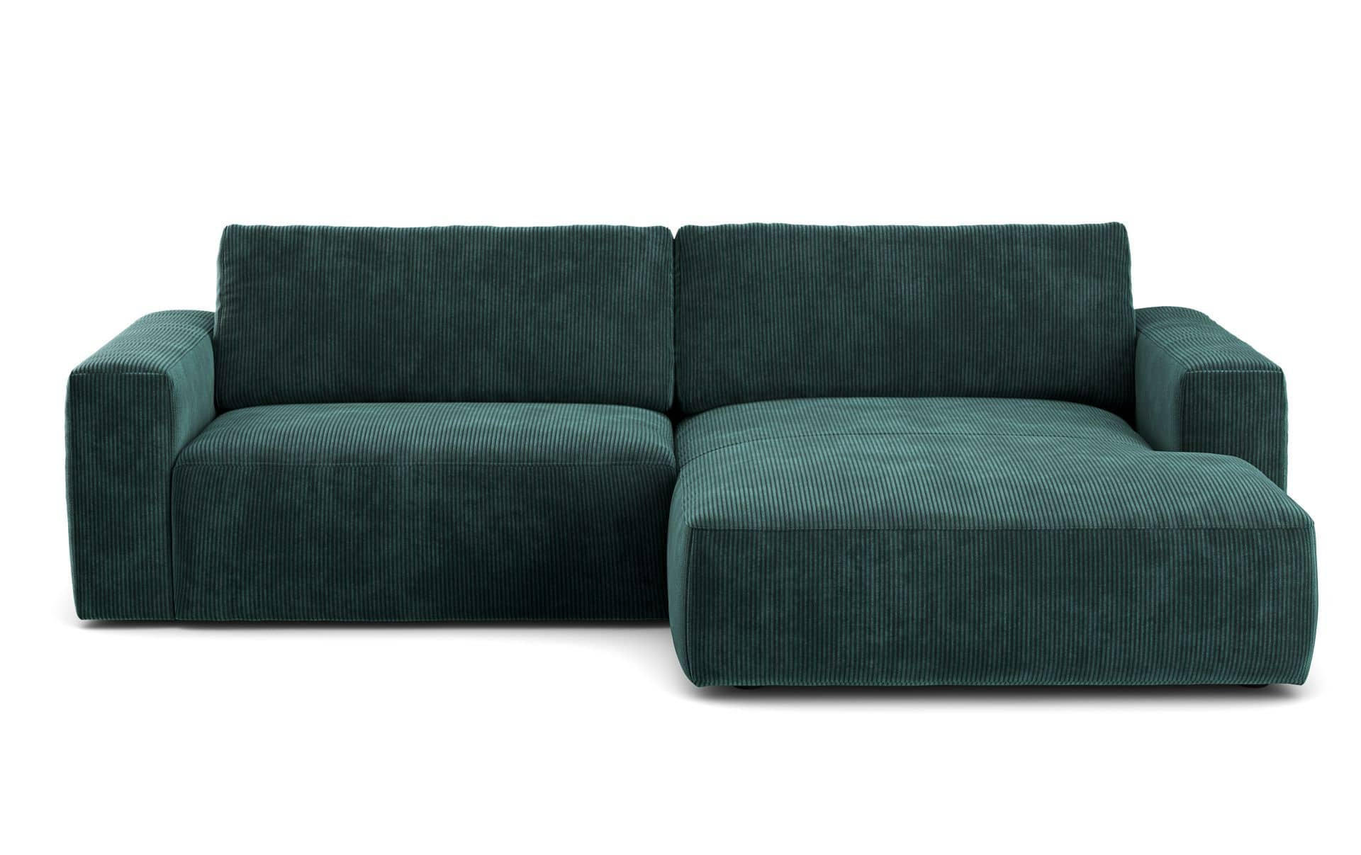 ECKSOFA mit Cord-Stoff - Schwarz/Grün, Holz/Kunststoff (175/288cm) - Cotta