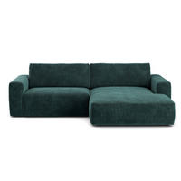 ECKSOFA mit Cord-Stoff - Schwarz/Grün, Holz/Kunststoff (175/288cm) - Cotta