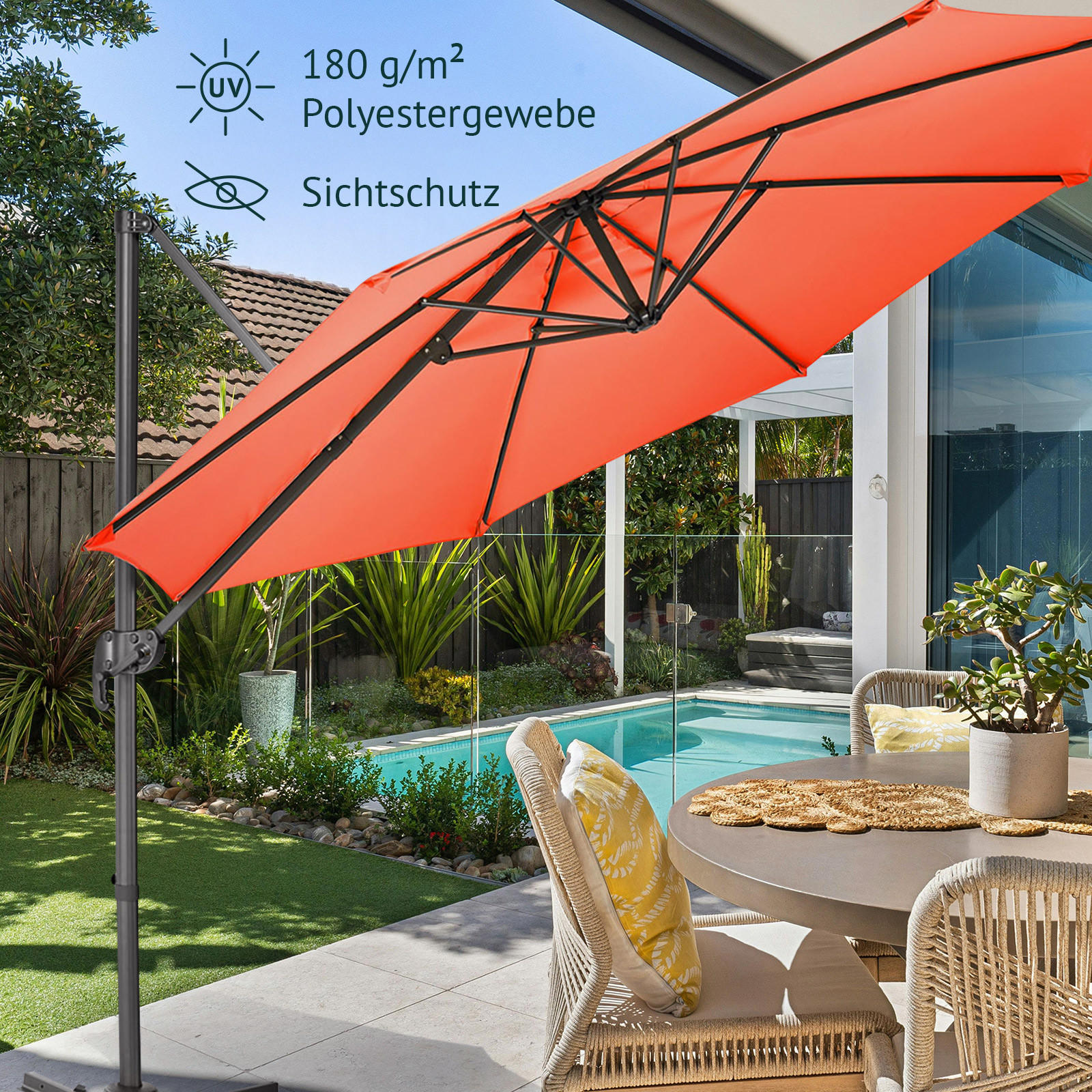 AMPELSCHIRM Orange - Orange, Textil (290/290cm) - SVITA