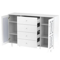 ANRICHTE 147,5/40/102 cm in Weiß mit Spiegeloberfläche und 4 Schubladen - Weiß, Holzwerkstoff (147.5/102/40cm) - Flora Grace