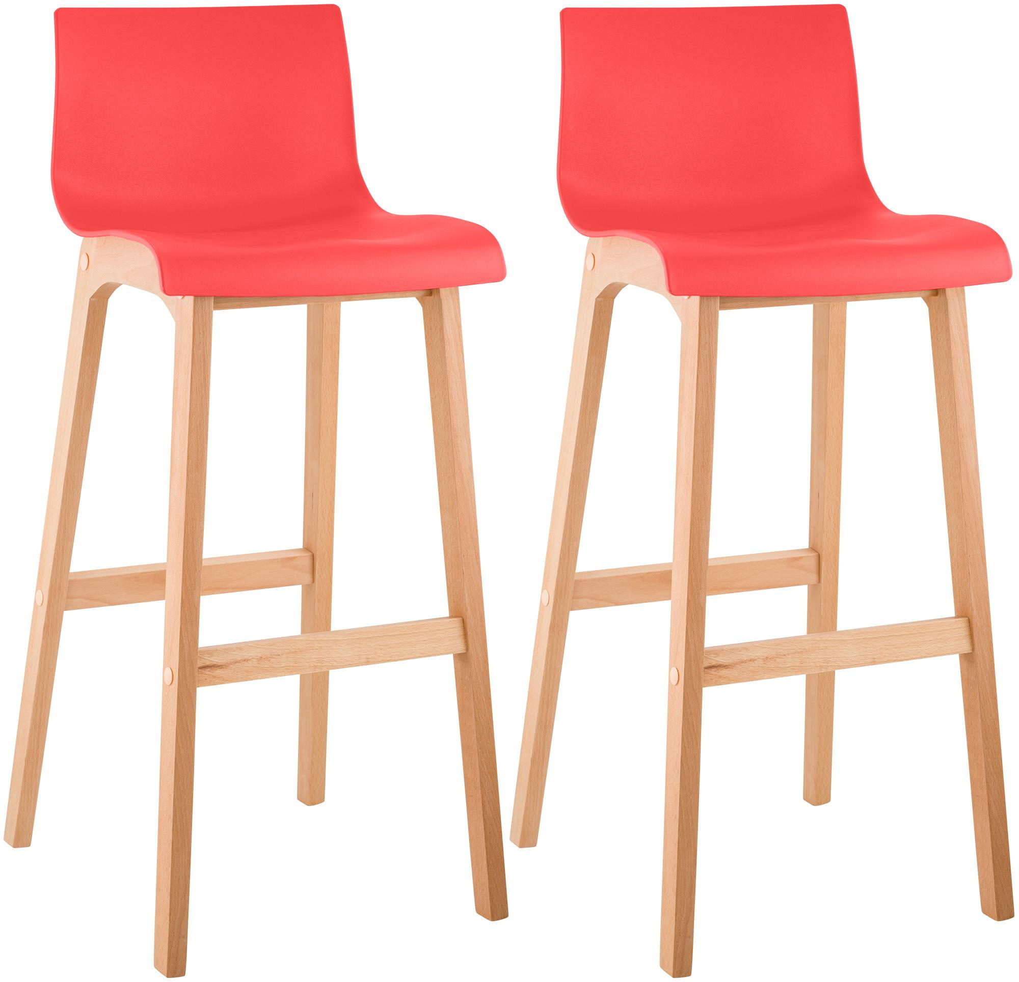 BARHOCKER 2 Holz Rot - Eukalyptusholzfarben/Rot, Holz (41/102/46cm) - CLP