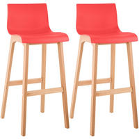 BARHOCKER 2 Holz Rot - Eukalyptusholzfarben/Rot, Holz (41/102/46cm) - CLP
