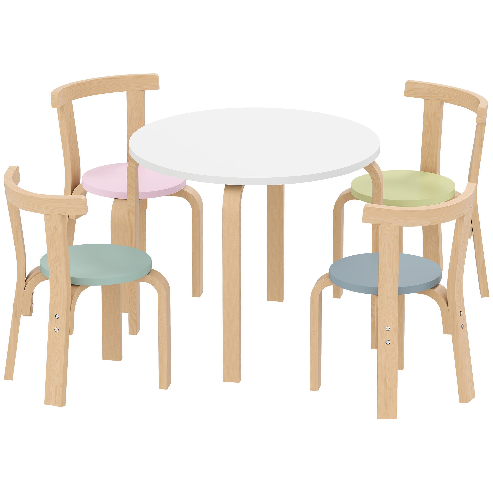 KINDERTISCH Holz mit 4 Stühlen 5-teilig Kinder Tisch Stuhl Set für 3-8 Jahre - Multicolor, Holz (60/50/60cm) - AIYAPLAY