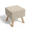POLSTERHOCKER 39.5/39.5/40 cm Quadratisch Eichenholzbeine Leinen Beige - Beige/Naturfarben, Eichenholz/Holz (39.5/40/39.5cm) - Livingandhome