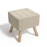 POLSTERHOCKER 39.5/39.5/40 cm Quadratisch Eichenholzbeine Leinen Beige - Beige/Naturfarben, Eichenholz/Holz (39.5/40/39.5cm) - Livingandhome