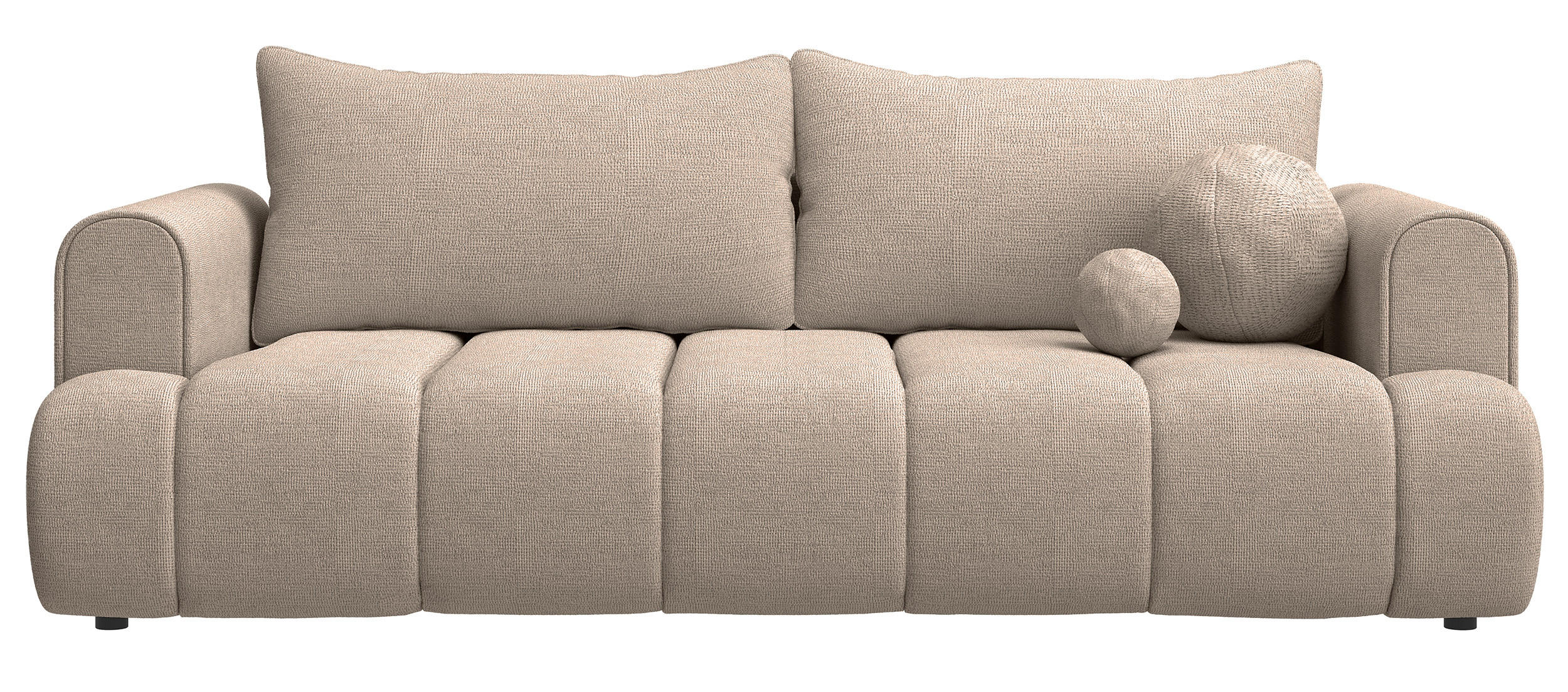 3-SITZER-SOFA Dandelino Beige mit Schlaffunktion - Beige/Schwarz, Kunststoff/Textil (250/90/112cm) - Selsey