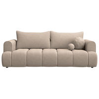 3-SITZER-SOFA Dandelino Beige mit Schlaffunktion - Beige/Schwarz, Kunststoff/Textil (250/90/112cm) - Selsey