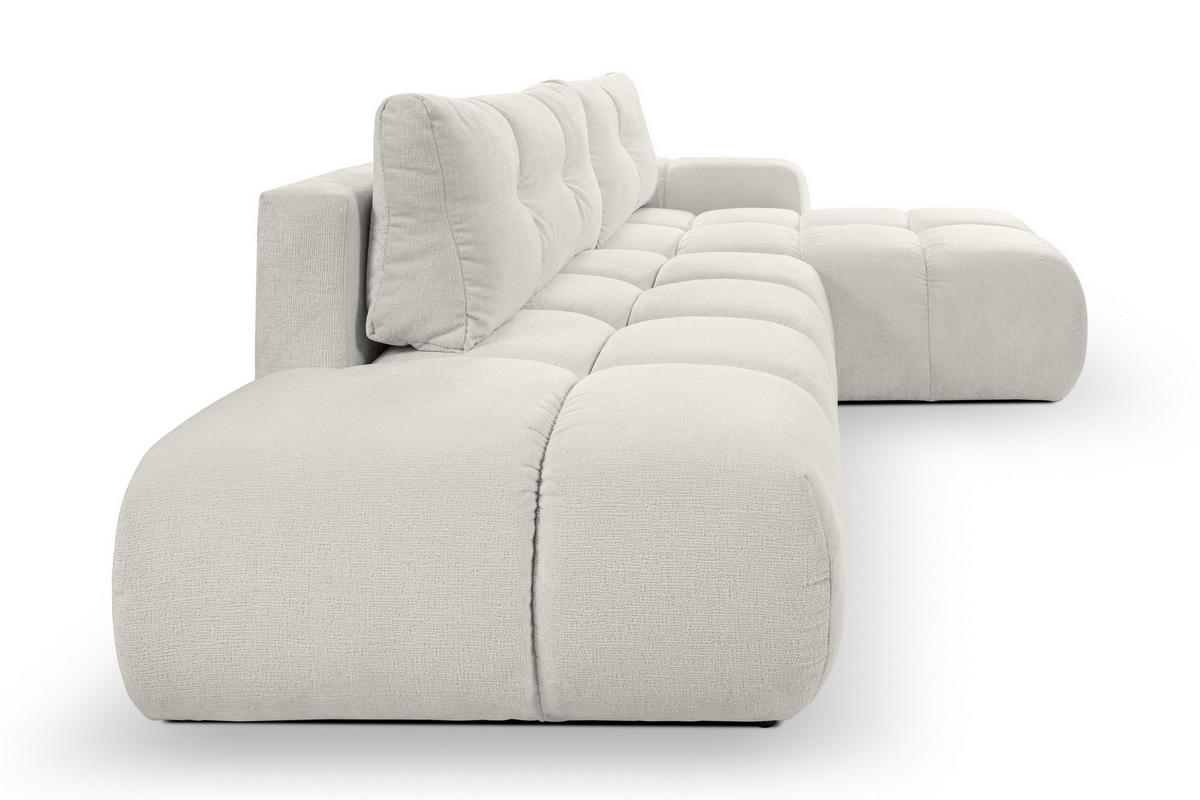 ECKSOFA DUCA R-S Grau Chenille mit Schlaffunktion - Creme, Holz (266.5/266.5cm) - MASSENO