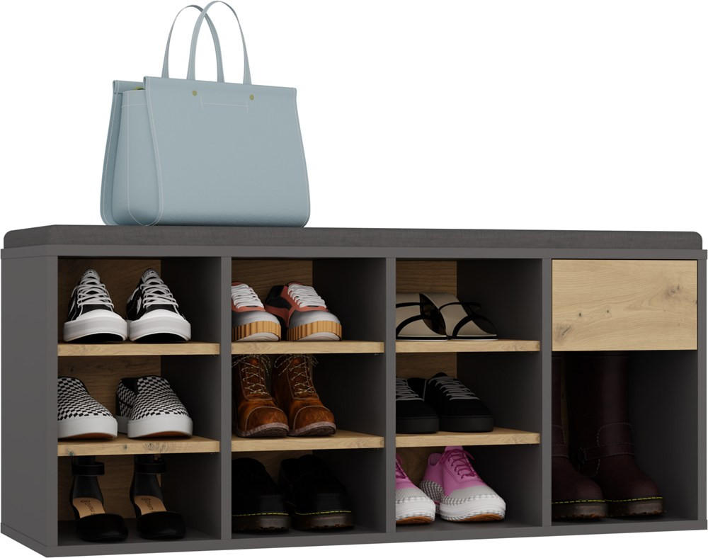 SCHUHSCHRANK Anthrazit, Artisan 110/49/35 - Anthrazit, Holzwerkstoff (110/49/35cm) - RAUMHIRSCH FURNITURE