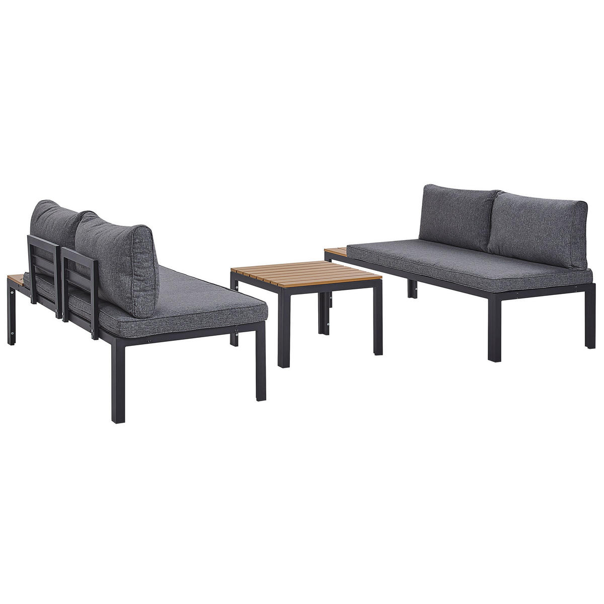 LOUNGE-SET 4-Sitzer schwarz modular Pienza - Schwarz, Holzwerkstoff - Beliani
