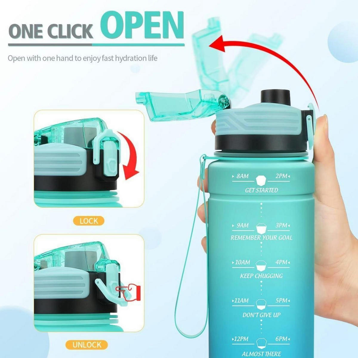 TRINKFLASCHE 1000 ml BPA-frei mit Zeitmarkierung - Türkis, Kunststoff (8/8cm)