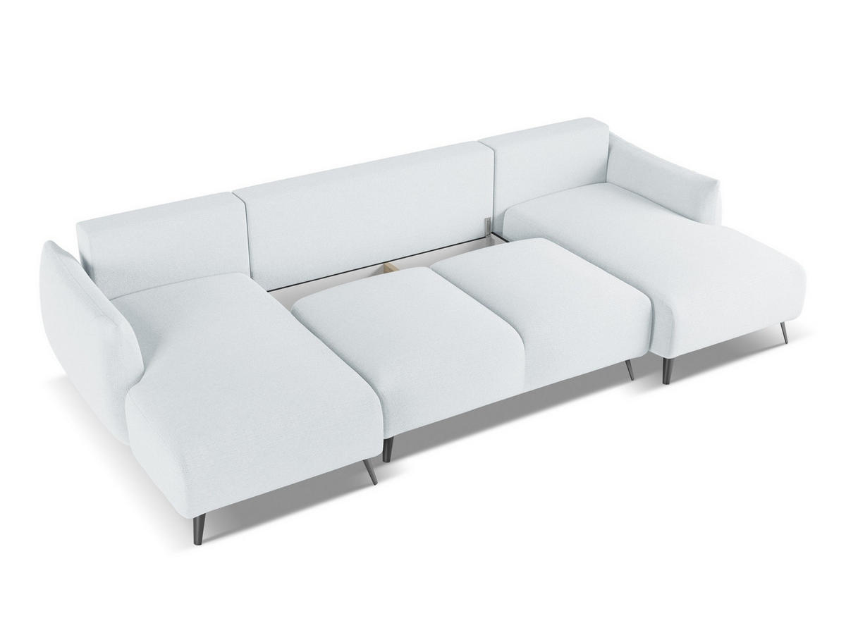 WOHNLANDSCHAFT Chenille Stoff Blau - Blau/Schwarz, Textil/Metall (317/86/162cm) - Makamii