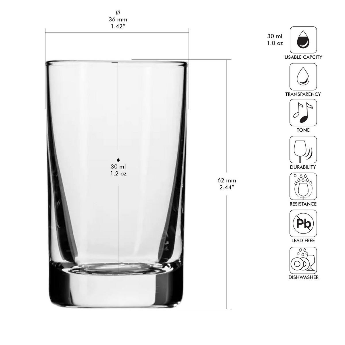 SHOTGLÄSER Shot, 6er-Set, 30 ml - Transparent, Glas (0.03L) - Krosno Glass