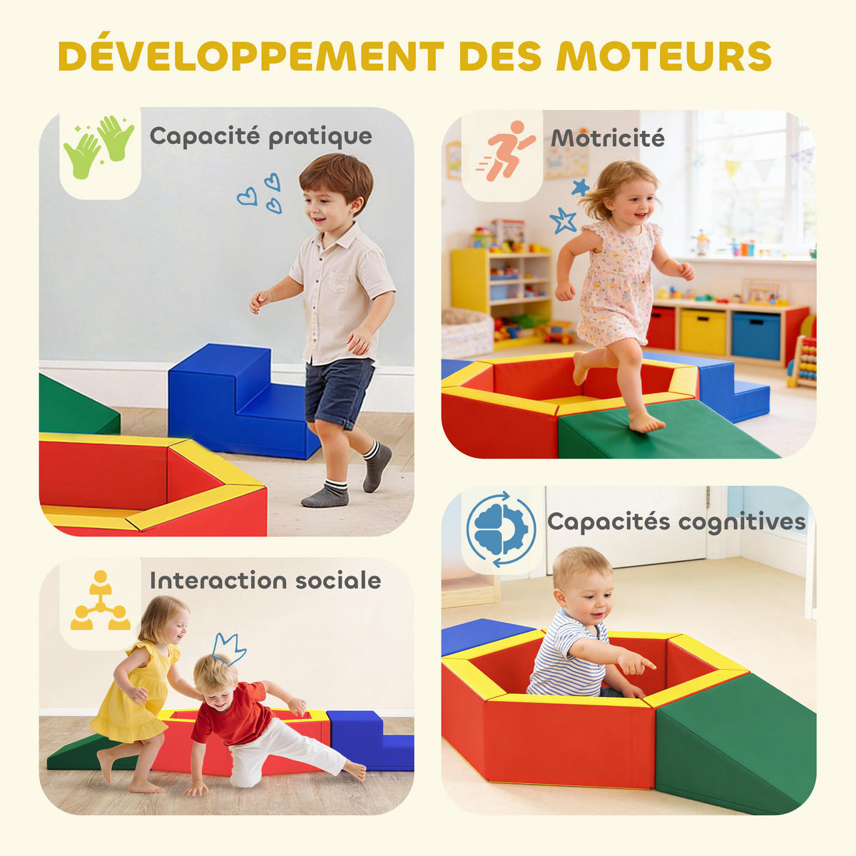 MOTORIKSPIEL DE-18215 3-in-1, EPE-Schaum Bunt - Multicolor, Kunststoff (100/25/190cm) - ComfortXL