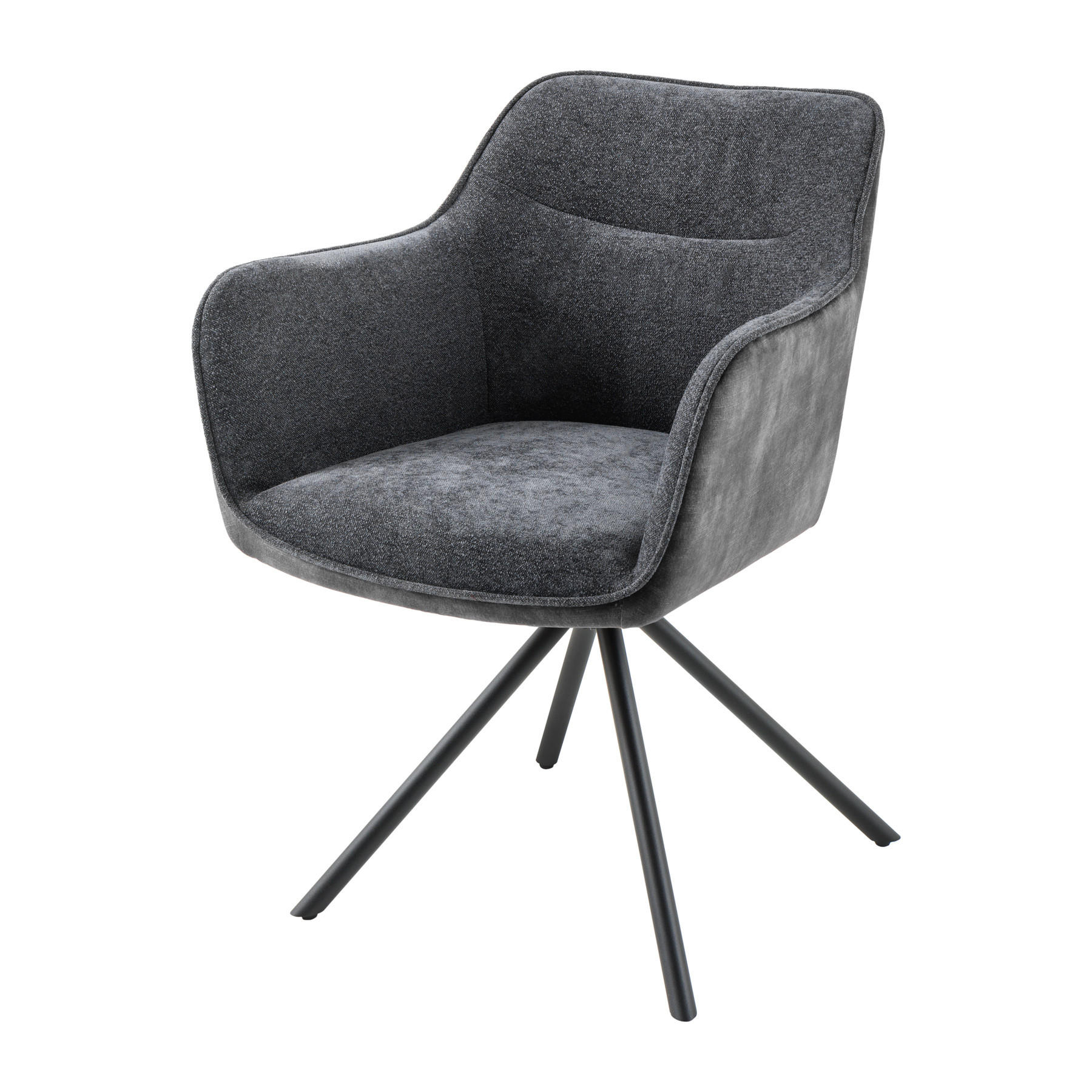 STUHL VERONA Samt Dunkelgrau 80 cm - Schwarz/Grau, Textil/Metall (58/80/59cm) - riess-ambiente