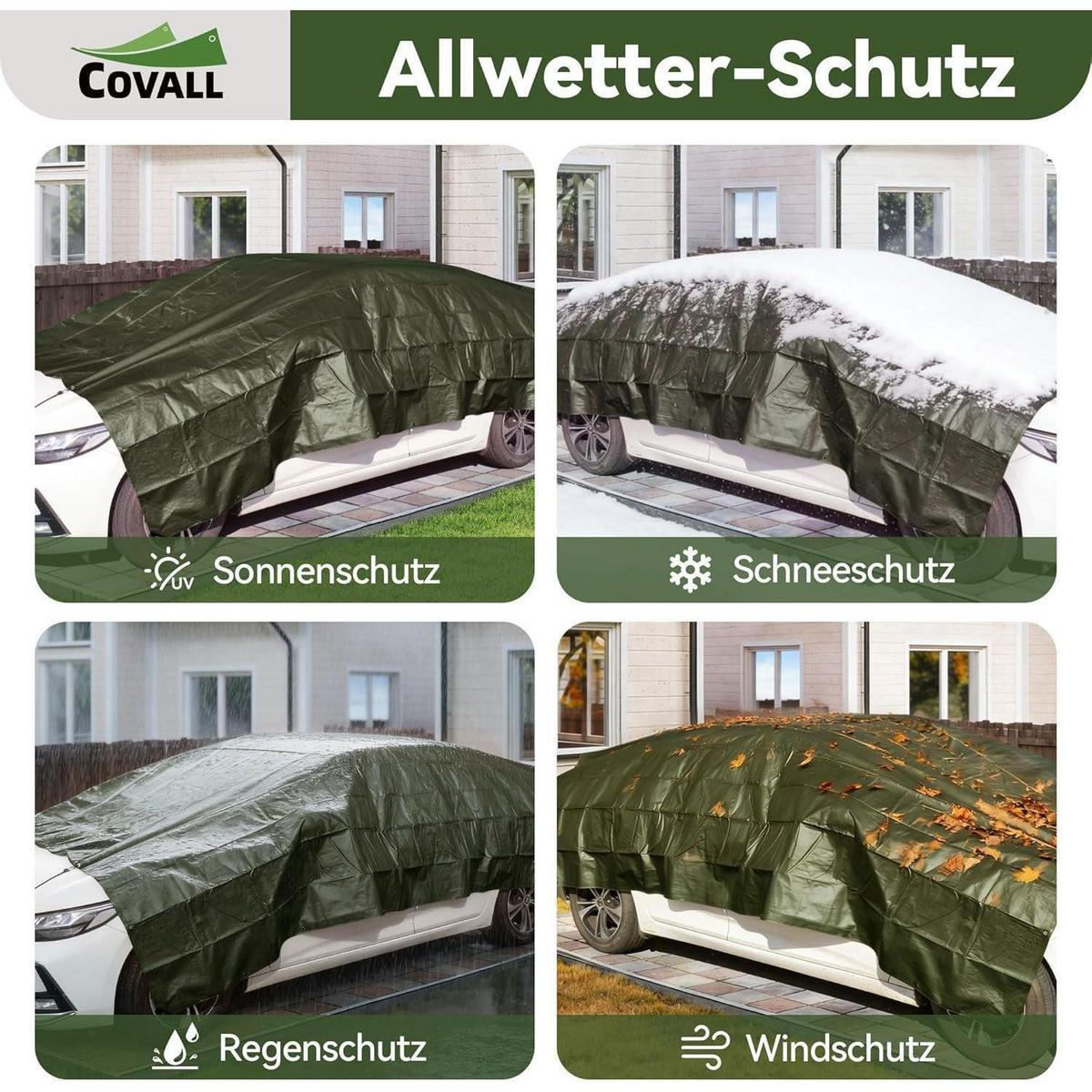 ABDECKPLANE 4 x 5 m Grün 115g/m² Wasserdicht UV-beständig - Grün, Kunststoff (38/28/8cm)