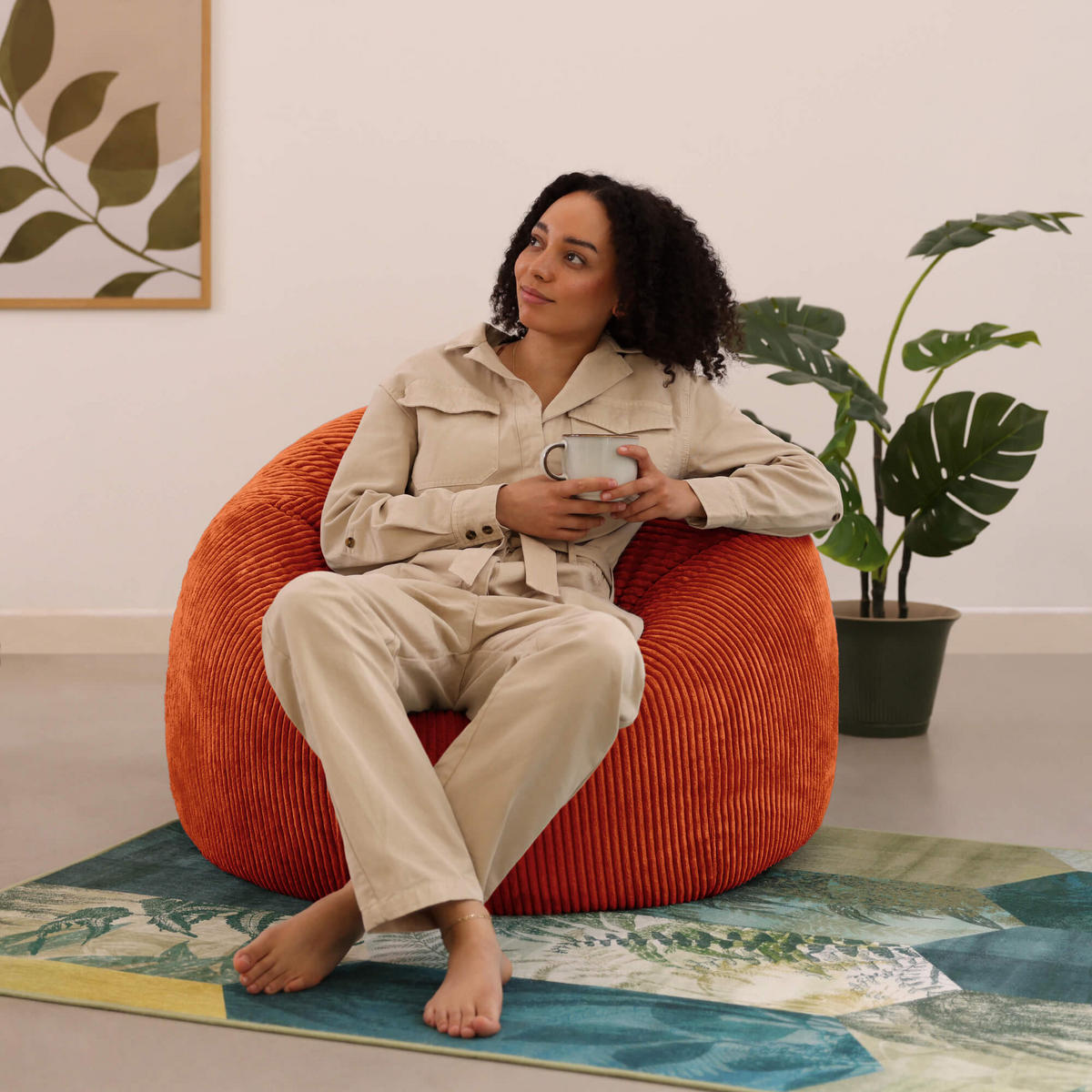 SITZSACK Klassisch Kingston, Cord - Terracotta, Textil (85/50/85cm) - icon