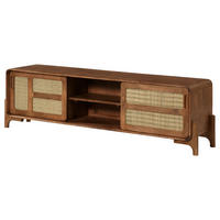 TV-BOARD Mango/Seegras 180x40x50 hellbraun lackiert MIZUMI #106 - Braun, Holz (180/50/40cm) - Massivmoebel24
