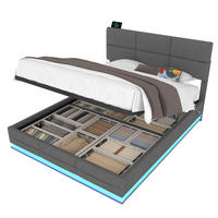 BETT mit Stauraum 140x200 cm Samt Dark Gray - Dunkelgrau, Metall (140/200cm) - Meubliv