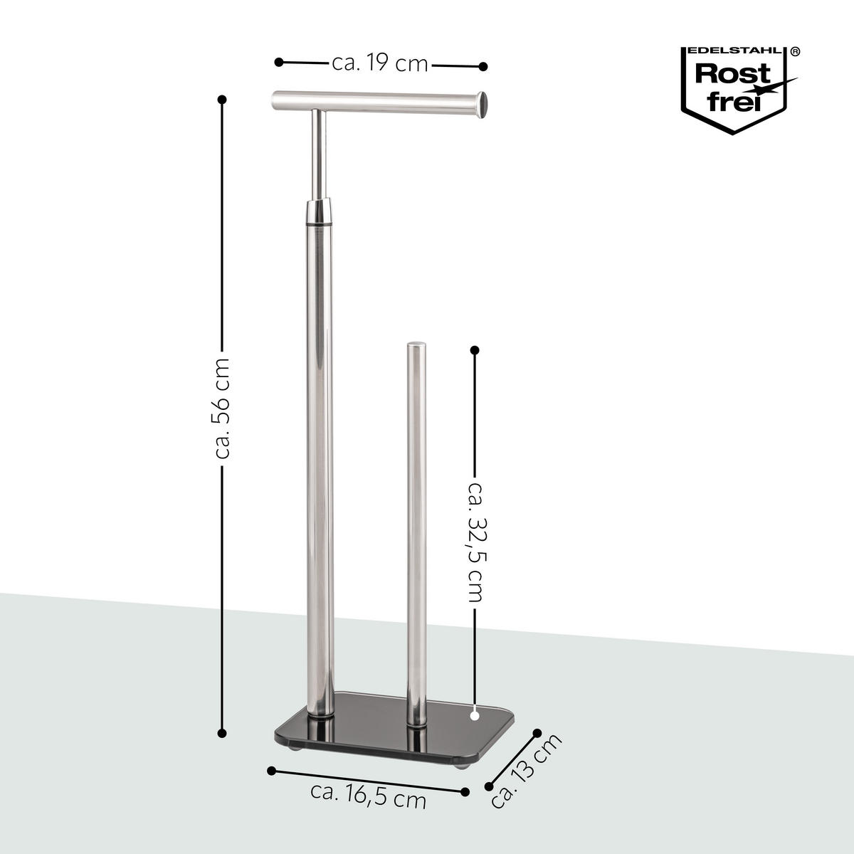 STAND-WC-ROLLENHALTER, schwarz - Schwarz, Metall (19/56/13cm) - bremermann